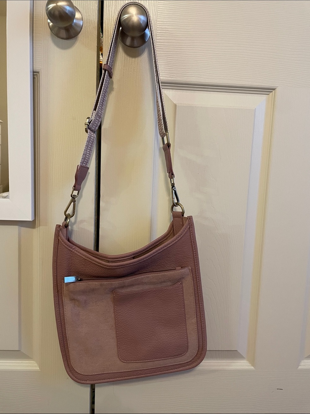 Shiraleah Mauve Pink Crossbody Bag with Suede Pocket